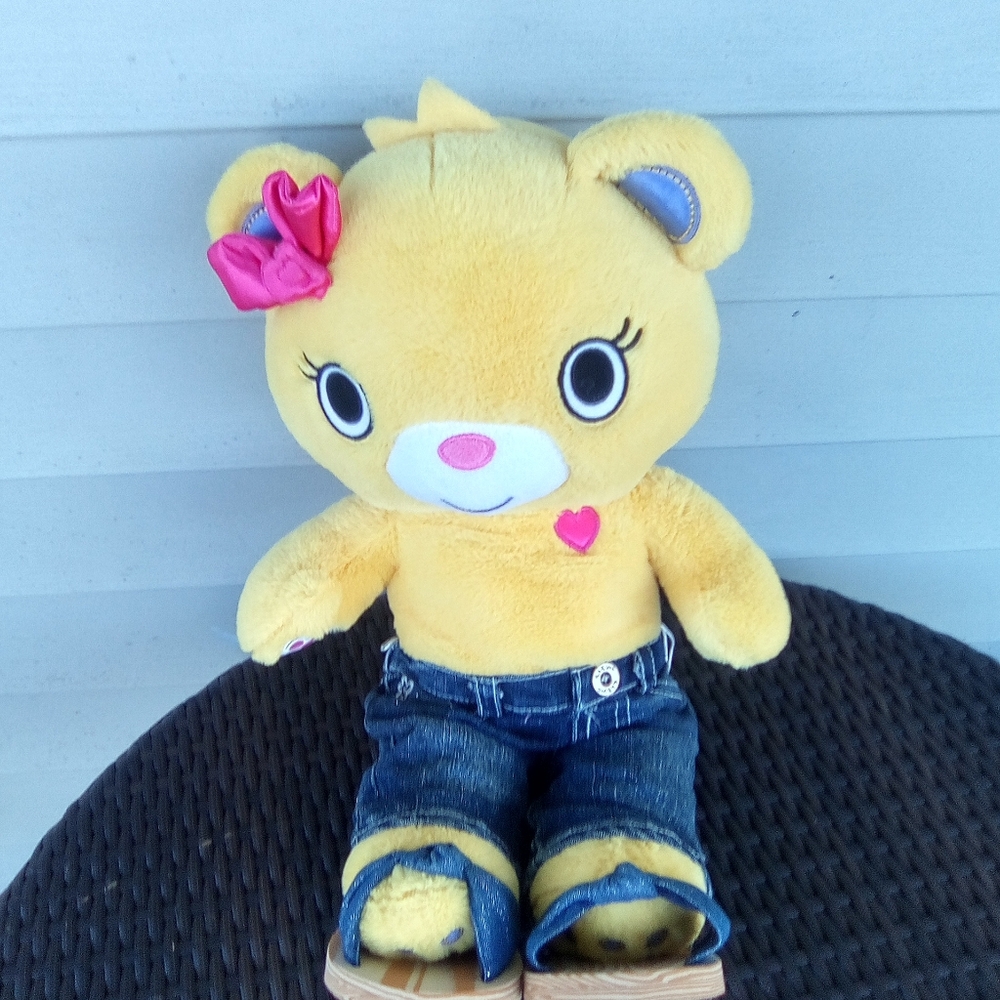 BUILD-A- BEAR WORKSHOP Yellow Teddy Bear with Pink Bow - Picture 6 of 8